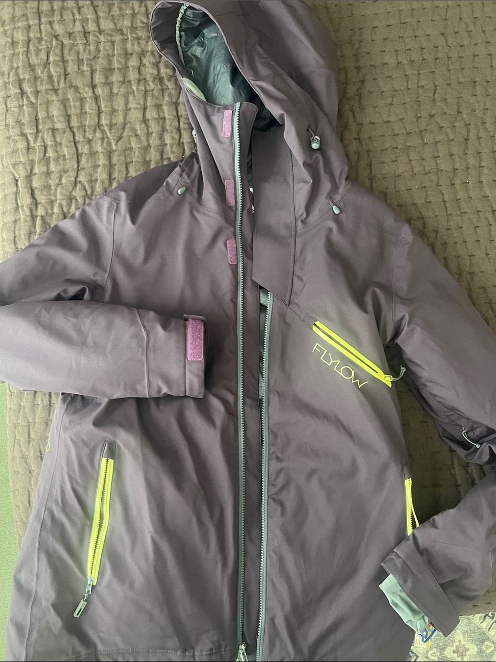 Flylow Women's Purple Ski Jacket with Yellow Accents